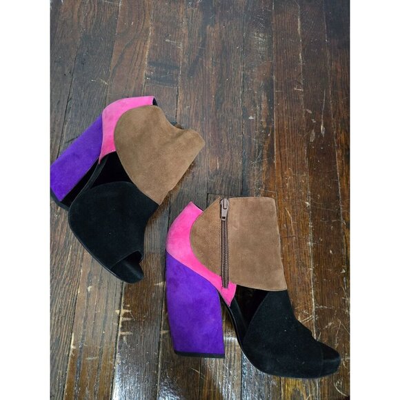 Pierre Hardy Suede Colorblock Colorful Heels Cut Out - Picture 12 of 16